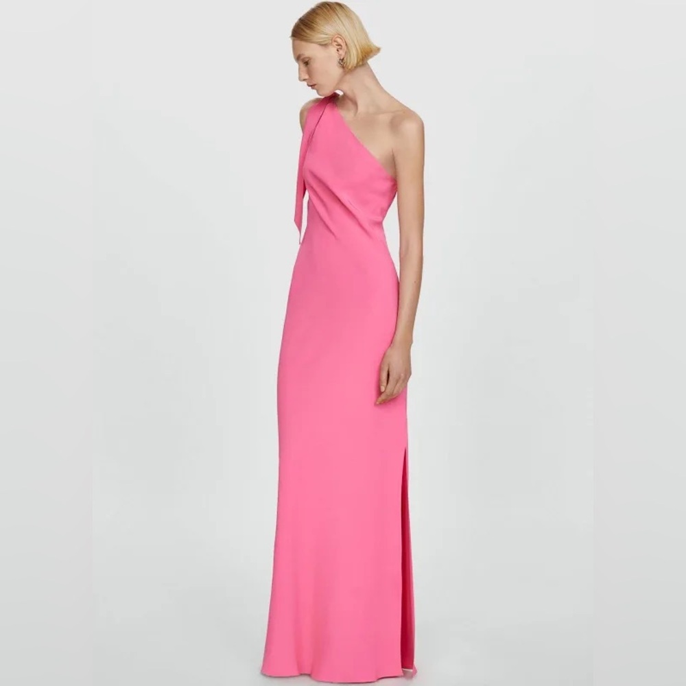 Mango, pink one shoulder dress XS